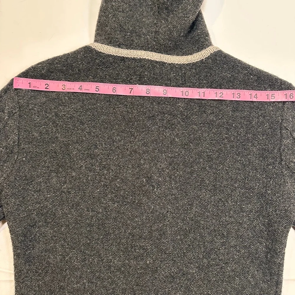 VTG 90s Twiggy Lambswool Hooded Zip Cardigan Minimal Knit Sweater | XS/S - Picture 10 of 11